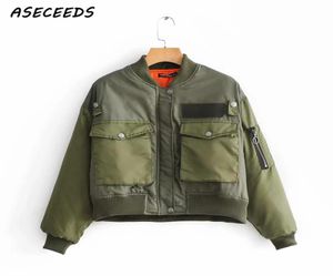 Winterzakken Lagen en jassen vrouwen 2019 Vrouwelijk Casual Army Green Bomber Jacket Korean Jackets Zipper Out -delder Punk Streetwear3148360
