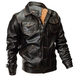 Winter Pu Leather Jacket Men Tactical Army Bomber Jacket Warm Pilot Coat Dikke Wool Liner Motorcycle6044139