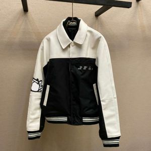 Veste d'hiver en cuir de créateur vestes en cuir 1v manteau cardigan brodé miroir qualité uniforme de baseball hommes femmes os chemise à manches longues sweat-shirt hip hop