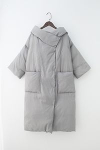 Veste bouffante d'hiver pour femme, manteau épais en duvet de canard blanc 90%, couette chaude, Simple, ample, à capuche, longue