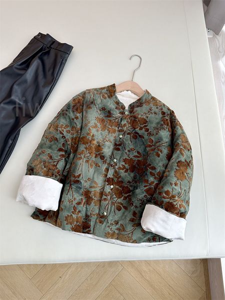 Vestes matelassées d'hiver Manteau femme lettre couleur à manches longues réversible velours chinois veste matelassée chaud vers le bas coton manteaux veste de créateur vêtements pour femmes