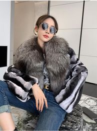 Hiver réel manteau de fourrure femmes naturel Rex lapin fourrure veste épais chaud haute qualité luxe court femme Streetwear fourrure de renard