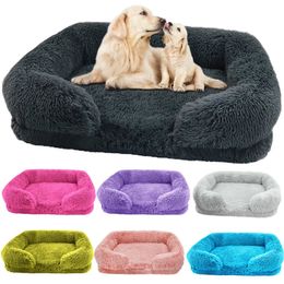 Hiver rectangulaire grand chien lits lavable en peluche moelleux chien chat lit tapis coussin pour animaux de compagnie grand moyen chenil maison camas para perro 240115
