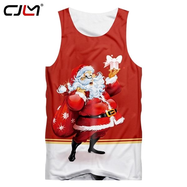 Invierno Rojo Precioso Santa Claus Chaleco 3D Impreso Divertido Slim Fit 5XL 6XL Ocio Suelto Hombre Tank Top 220623