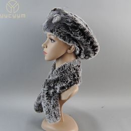 Hiver Rex Rabbit Fur CHAPS Écharrés femmes Fashion 100% authentique Capes de fourrure en tricot et écharpes Lady Warm Real Fur Hat Mashinler 231226