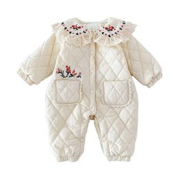 Région d'hiver pour les bébés filles épaississez le coton coloral floral coréen combinaison cache-cache-enfant doux pour enfants tenue enfants 231227