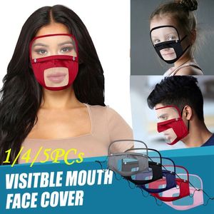 Visible Mouth Face Cover Amovible Eye Shield Anti-Poussière Réutilisable Lavable Transparent Lip Language Mask Deaf Mute Face Mask CYZ2522