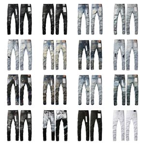 2024 Designer Pur Mens Jeans Jean Noir Ripped Biker Slim Fit Bikers Denim Pour Hommes Pantalons Jeans Empilés