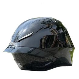 Winterseizoen mannen zwarte kleur helm motorfiets vol gezicht vrouwen dot goedgekeurd casco casque grote spoiler rijden 240509