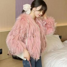 Vestes d'hiver en fausse fourrure pour femmes, manteau chaud et épais, Version coréenne, vêtements d'extérieur, fausse fourrure, 2023