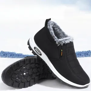 Zapatos de invierno, botas de nieve 399 para caminar para hombres, cálidos, de felpa sólida, gruesos, de mediana edad y ancianos, de algodón sin cordones 606 746