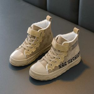 Zapatos de invierno para niños, novedad de 2021, zapatillas deportivas informales de lona para niños, botas de nieve cálidas y cómodas para niños, felpa y algodón de 4 a 12 años G1126