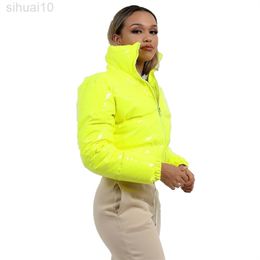 Hiver court vers le bas coton manteau femmes nouveau blanc jaune rose épais haut chaud lâche mode décontracté Parkas veste L220730