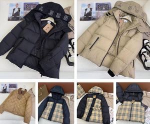 Winter korte donsjack parka's puffer vrouw warm houden dikke bovenkleding windjack gevoerd met klassieke gestreepte geruite jassen dons