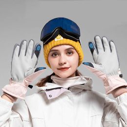 Guantes de esquí de invierno para mujer con función de pantalla táctil térmica cálida nieve impermeable Snowboard mujer mitones L221017