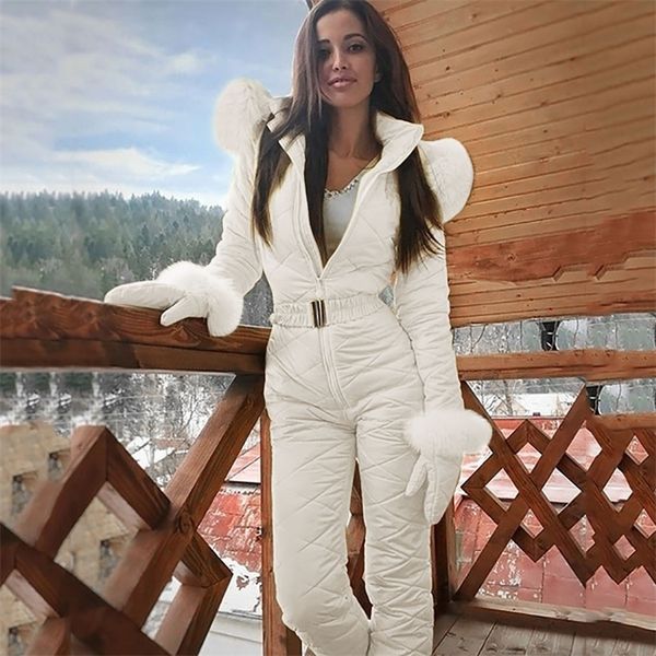 Mono de esquí de invierno deportivo para mujer, tabla de esquí con cremallera, conjunto grueso, moda para actividades al aire libre, ropa de esquí de ocio 231227