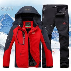 Combinaison de Ski d'hiver hommes veste de Ski pantalons ensembles Ski imperméable coupe-vent épaissir vêtements de neige chauds pour hommes 220812