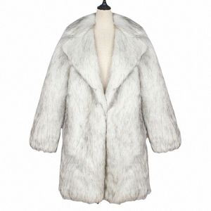 Manteau d'hiver en fausse fourrure pour homme, coupe-vent, coupe-vent, poche cousue latérale, décontracté, blanc uni, simple boutonnage, manteau de fourrure à revers, H6x8 #