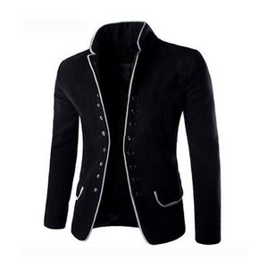 Invierno Slim Fit Blazer Hombres Casual Negro Traje de lana Blazer Traje masculino Stand Collar Plus Tamaño Boys Tops Mens Fashion Party Blazer 220409