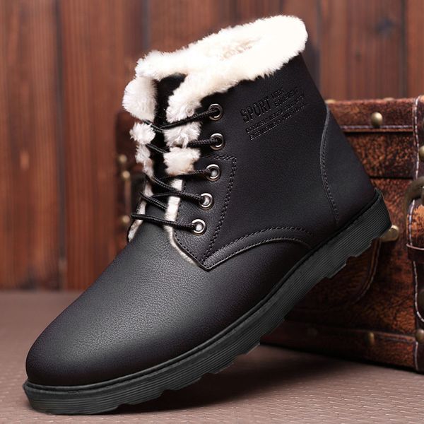 Bottes de neige d'hiver hommes baskets en cuir véritable fourrure chaude bottines chaussures décontractées hommes militaires tactiques bottes de travail Cowboy Botas