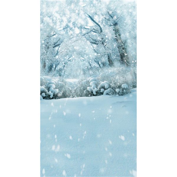 Invierno Árboles cubiertos de nieve Fondos de fotografía escénica al aire libre Vinilo Copos de nieve Piso blanco Bosque de vacaciones Fondo para sesión de fotos para estudio