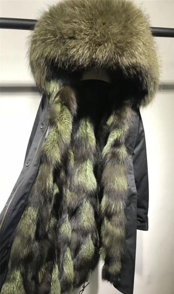 Jackets de nieve de invierno Mujeres abrigos del ejército Green Fur Trim Silver Ejército Fox verde Forro Fuerra negra PARKAS9084797