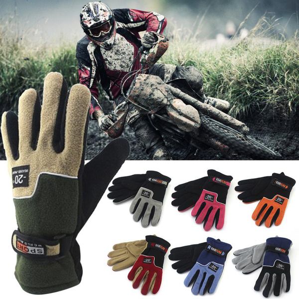 Sports de neige d'hiver gants de moto en polaire chaude thermique Ski Snowboard Motocross gants d'équitation équipement de protection gants de moto