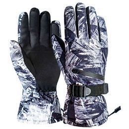 Winter Snowboard Ski PU Leer Non-slip touchscreen Waterdichte motorfiets fietsen Fleece Warm Snow Gloves Unisex 0909