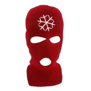 Baotou – chapeau tricoté en laine avec trois trous, flocon de neige, arbre de noël, masque coupe-vent pour cyclisme en plein air, USPZ, hiver