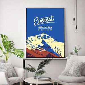Wintersport klimmen Wandelen beroemde Snow Mountain Everest Mont Blanc Poster Canvas Painting Wall Art Pictures Home Decor