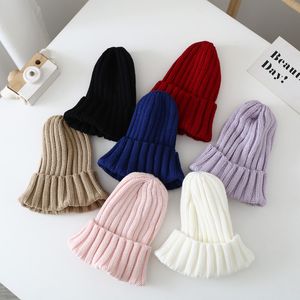 Winter Spring Baby Hat For Kids Warm Knitted Bonnet Hats Girls Boys Soft Beanie Solid Color Children Toddler Cap