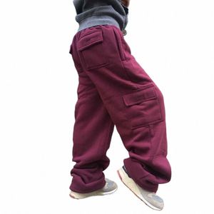 Printemps hiver grande taille Hip Hop Joggers hommes Harem pantalons de survêtement ample Baggy jambe large polaire pantalons décontractés taille élastique pantalon z1Vb #