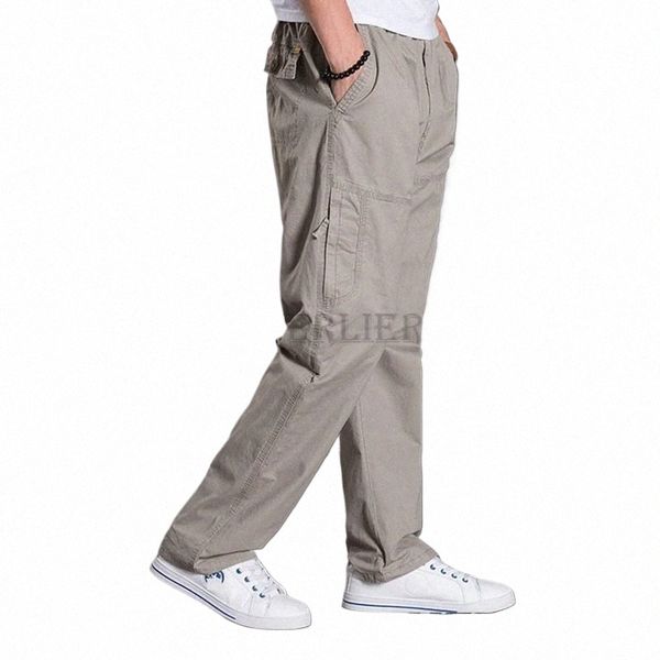 hiver printemps été hommes pantalons cargo grande taille style safari pantalon de poche 7XL 8XL porte pantalon droit fermeture éclair lâche mferlier a6YJ #