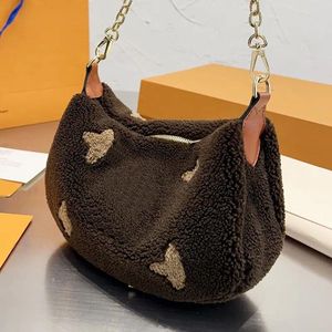 Sac à bandoulière en velours pour femmes, sac de styliste, sac à bandoulière en laine d'agneau, pochette avec sangle en cuir, sac à main comprenant Bo gratuit