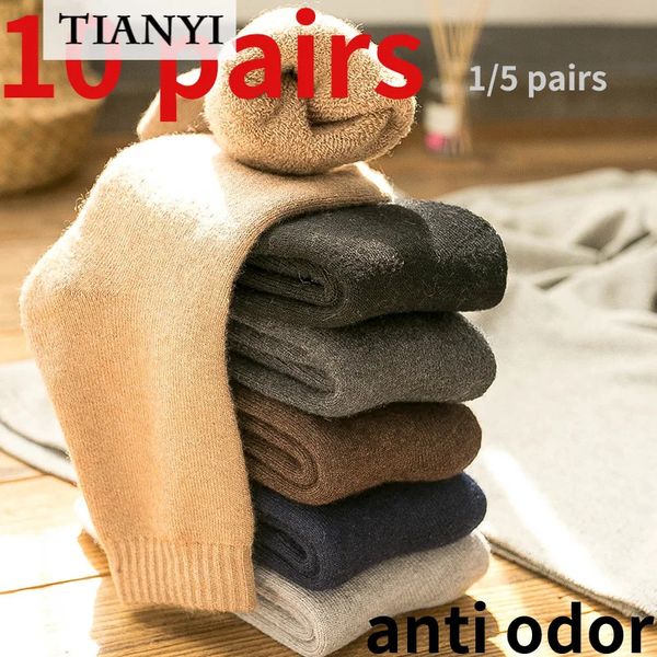 Chaussettes d'hiver en laine Super épaisses pour hommes, chaussettes chaudes en fourrure de lapin et velours très éponge, 231226