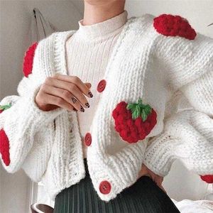 Pull d'hiver Harajuku fraise lâche Cardigan pull automne mode à manches longues coréen hauts Chic femme Preppy Style Y2k manteau