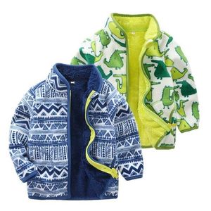 Winter Sweater Kids Boys Fleece Jacket lange mouw Zipper plus fluweel Keep warme kinderjas Cardigan Patroon Nieuwe aankomst