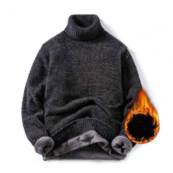 Pull d'hiver couleur unie col haut en peluche tricoté pull de printemps pour un usage quotidien L220730