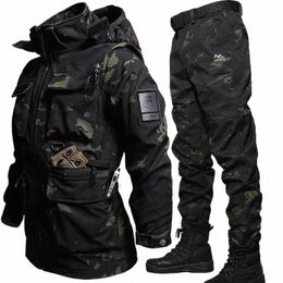 Costume de camouflage tactique d'hiver pour hommes, ensembles de travail imperméables, coupe-vent en plein air, randonnée, pêche, veste chaude, multi-poches, jogging H25J #