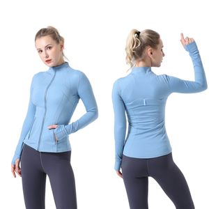 Veste de sport de tennis d'hiver Vêtements d'extérieur Vêtements de pratique de fitness Sports Zipper Manches longues Poche pour le pouce Casual Running Tight Lycra hygroscopique libérant la sueur