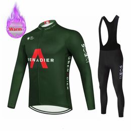 Hiver Thermal Fleece Ineos Team Cycling Jersey Long Set Mtb Cycle Cycle Sportswear Venter Mountain Vélo Ropa Ciclismo 240506