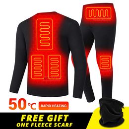 Winter Thermisch Verwarmd Jasje Heren Vest Zelfverwarmd Ondergoed Usb Elektrische Verwarming Kleding Fleece Thermisch S-5xl Heren Skipak