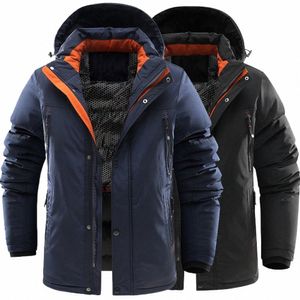 Winter Thermische Jas Mannen Dikke Parka's Warme Gewatteerde Jassen Losse Casual Multi Pocket Capuchon Sneeuw Windjack -20 Graden EU4XL R69a #