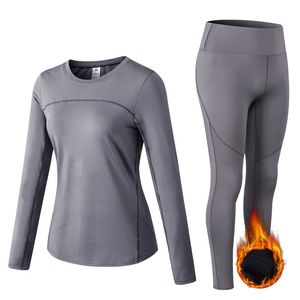 Conjuntos de ropa interior térmica de invierno Stretch Plus Velvet Ropa para mujer Ropa íntima cálida Imprimir Long Johns Mujeres Pijamas sólidos Set XXL 211110