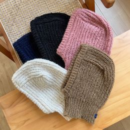 Bolsa gruesa de invierno para la cabeza, sombrilla cálida para la oreja, a prueba de viento, gorro de lana tejido para amantes con el mismo sombrero