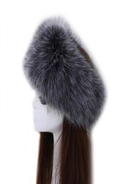 Círculo de cabello de zorro grueso de invierno sombrero ruso y diadema femenina diadema de piel peluda diadema peludo tocado de esquí accesorios 2103292847753