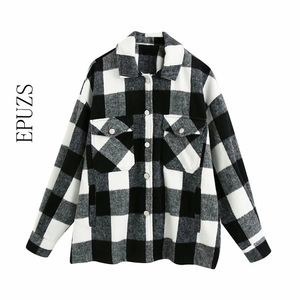 Winter Dikke Groene Plaid Jas Dames Winterjas Lange mouwjassen en S Oversized 210521