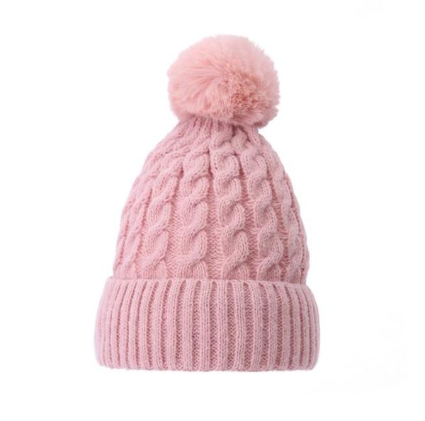 invierno Grueso Slouchy Snow Knit hat mujeres calientes Beanie Hats gran bola de piel Pom Poms crochet cap polar forrado niñas térmica Acrílico con puño gorros sombrero