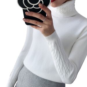 Winter Thick Sweater Women Knitted Ribbed Pullover Sweater Long Sleeve Turtleneck Slim Tricot Jersey Jumper Soft Warm Pull Femme Y200722