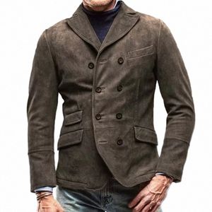 Veste d'hiver en laine épaisse pour hommes, manteaux d'automne avec poches plaquées, couleur unie, vêtements d'extérieur pour hommes, col montant, manteau Streetwear J6tW #